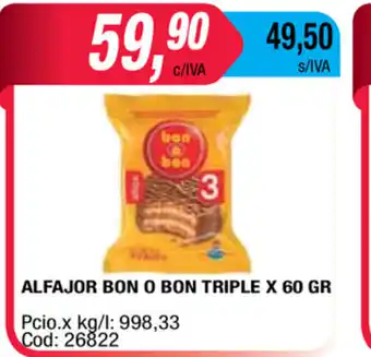 Maxiconsumo Alfajor Bon O Bon Triple x 60gr oferta
