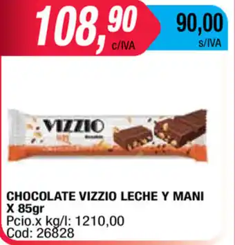 Maxiconsumo Vizzio Chocoalte Leche y Mani x 85gr oferta