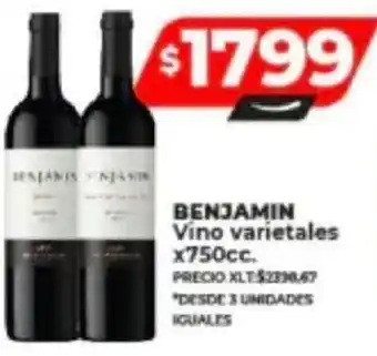 Supermayorista Vital BENJAMIN Vino varietales x 750cc oferta