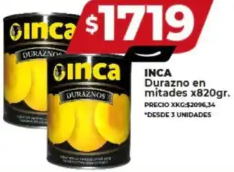 Supermayorista Vital INCA Durazno en mitades x 820gr oferta