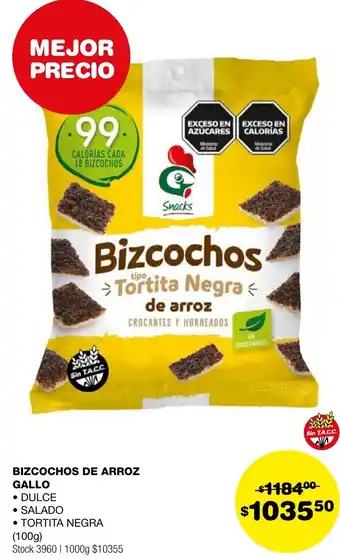 Atomo Conviene BIZCOCHOS DE ARROZ GALLO 100g oferta