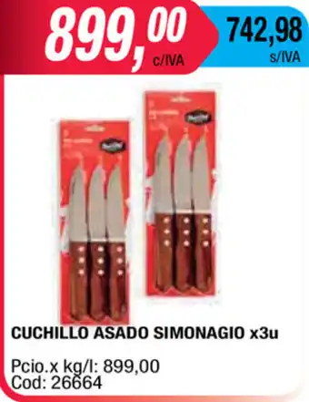 Maxiconsumo Cuchillo Asado Simonagio x 3u oferta