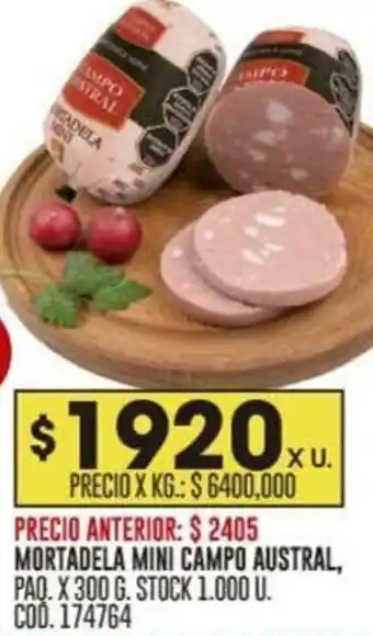 Coto MORTADELA MINI CAMPO AUSTRAL PAQ. X 300G oferta