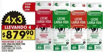 Coto LECHE LARGA VIDA VARIOS TIPOS LA SERENISIMA TTB. X 1LT oferta
