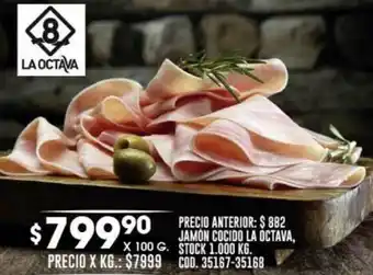 Coto JAMÓN COCIDO LA OCTAVA X 100G oferta
