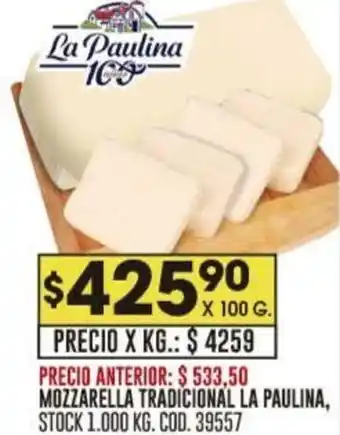 Coto MOZZARELLA TRADICIONAL LA PAULINA X 100G oferta