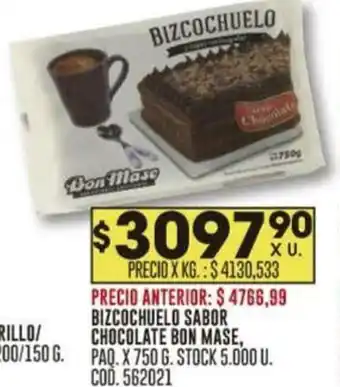 Coto BIZCOCHUELO SABOR CHOCOLATE BON MASE PAQ X 750G oferta