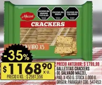 Coto GALLETITAS CRACKERS DE SALVADO MAZZEI PAQ. X 450G oferta