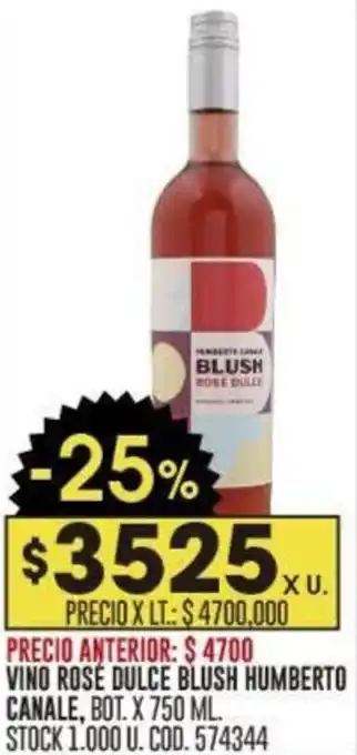 Coto VINO ROSE DULCE BLUSH HUMBERTO CANALE BOT. X 750ML oferta