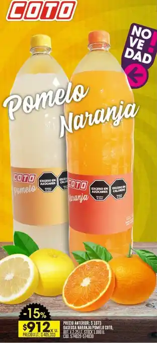 Coto GASEOSA NARANJA/POMELO COTO BOT. X 2,25LT oferta