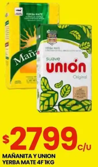 Punto Mayorista MAÑANITA Y UNION YERBA MATE 4F 1KG oferta