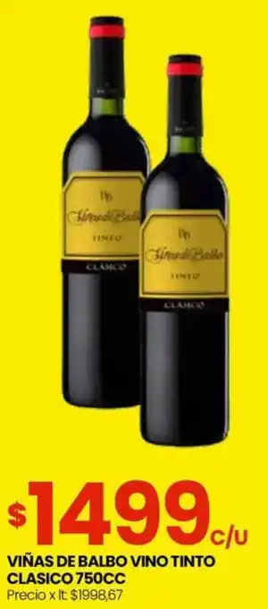 Punto Mayorista VIÑAS DE BALBO VINO TINTO CLASICO 750CC oferta
