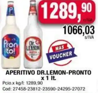 Maxiconsumo APERITIVO DR.LEMON-PRONTO x 1lt oferta