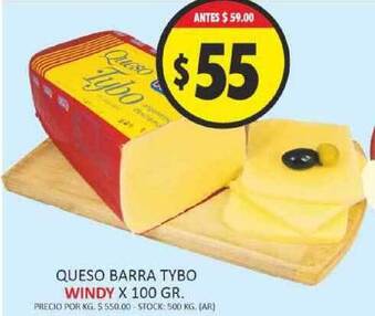Supermercados Becerra Windy Queso Barra Tybo x 100gr oferta