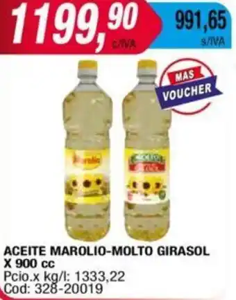 Maxiconsumo ACEITE MAROLIO-MOLTO GIRASOL X 900cc oferta