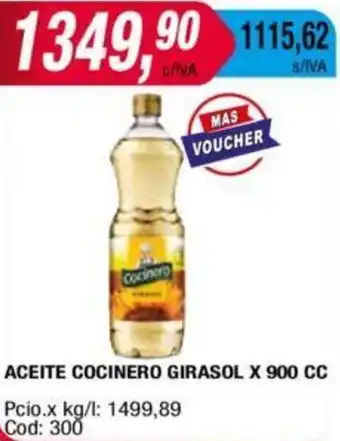 ACEITE COCINERO GIRASOL X 900CC