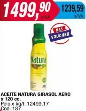 Maxiconsumo ACEITE NATURA GIRASOL AERO x 120cc oferta