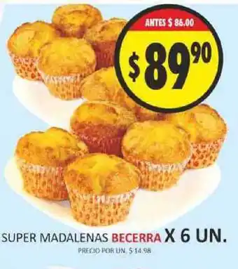 Supermercados Becerra Becerra Super Madalenas x 6un oferta