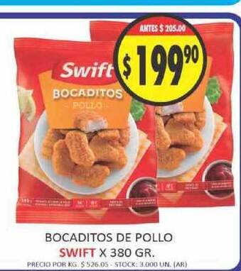 Supermercados Becerra Swift Bocaditos De Pollo x 380gr oferta