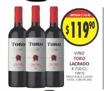 Supermercados Becerra Toro Vino Lacrado x750cc oferta