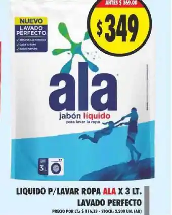 Supermercados Becerra Ala Liquido P-lavar Ropa x 3lt Lavado Perfecto oferta