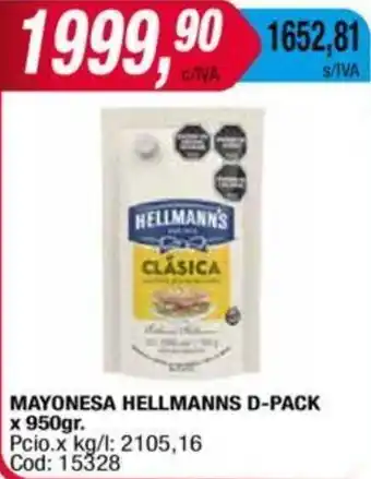 Maxiconsumo MAYONESA HELLMANNS D-PACK x 950gr oferta