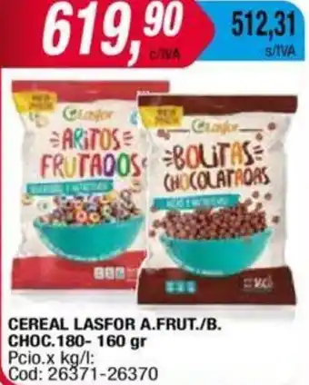 Maxiconsumo CEREAL LASFOR A.FRUT./B. CHOC.180- 160gr oferta
