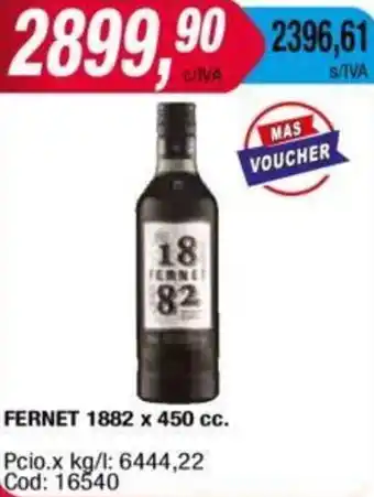 Maxiconsumo FERNET 1882 x 450cc oferta