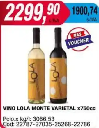 Maxiconsumo VINO LOLA MONTE VARIETAL x 750cc oferta