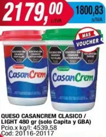 Maxiconsumo QUESO CASANCREM CLASICO / LIGHT 480gr oferta