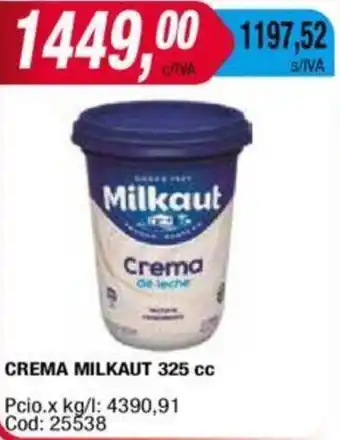 Maxiconsumo CREMA MILKAUT 325cc oferta