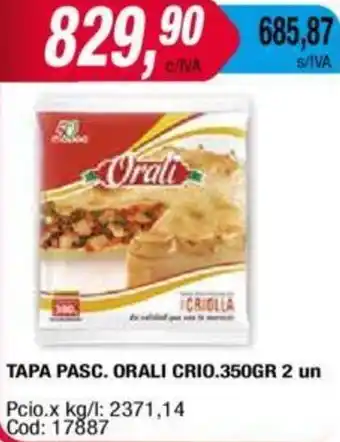 Maxiconsumo TAPA PASC. ORALI CRIO 350GR x 2un oferta