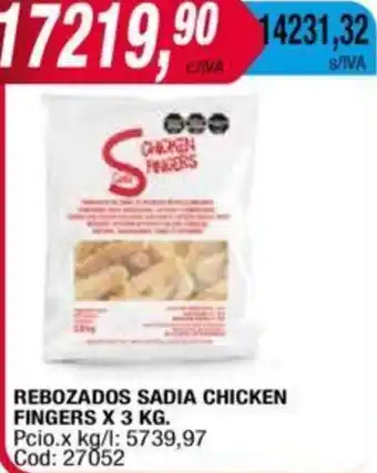 Maxiconsumo REBOZADOS SADIA CHICKEN FINGERS X 3KG oferta