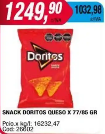 Maxiconsumo SNACK DORITOS QUESO X 77/85GR oferta