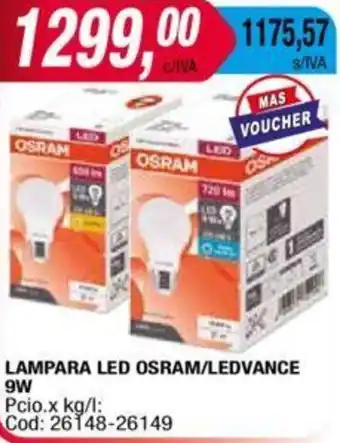 Maxiconsumo LAMPARA LED OSRAM/LEDVANCE 9W oferta