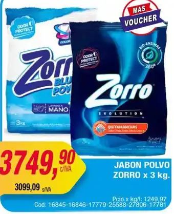 Maxiconsumo JABON POLVO ZORRO x 3kg oferta