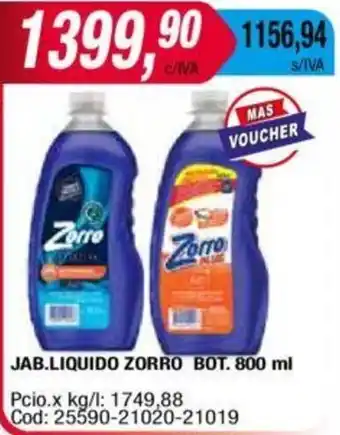Maxiconsumo JAB.LIQUIDO ZORRO BOT. 800ml oferta