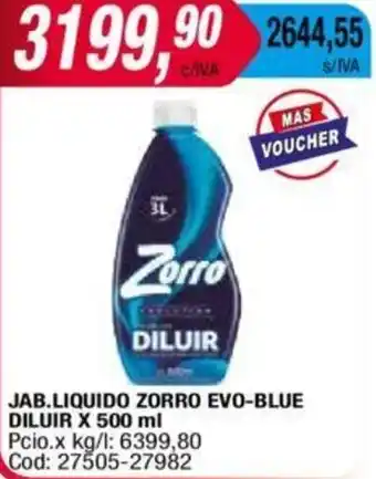 Maxiconsumo JAB.LIQUIDO ZORRO EVO-BLUE DILUIR X 500ml oferta
