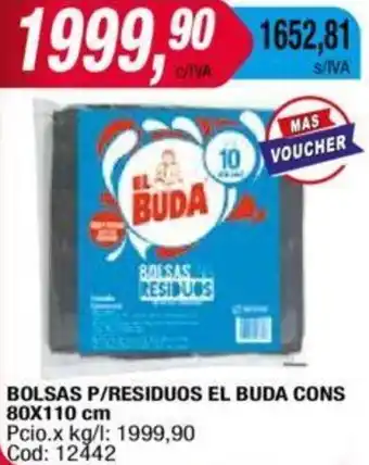 Maxiconsumo BOLSAS P/RESIDUOS EL BUDA CONS 80 X 110cm oferta
