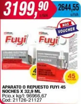 Maxiconsumo APARATO O REPUESTO FUYI 45 NOCHES X 32,9 ML oferta