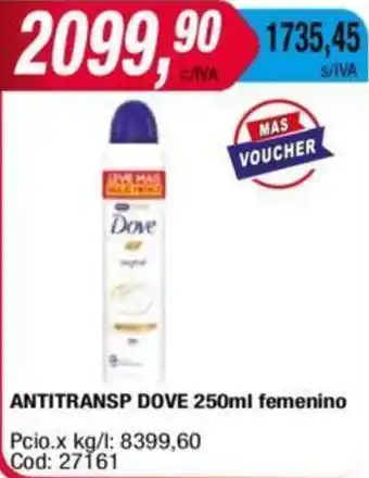 Maxiconsumo ANTITRANSP DOVE 250ml femenino oferta