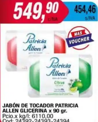 Maxiconsumo JABÓN DE TOCADOR PATRICIA ALLEN GLICERINA x 90gr oferta