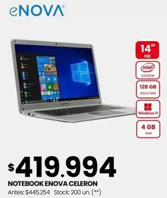 Changomas NOTEBOOK ENOVA CELERON oferta