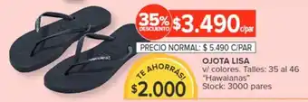 Carrefour OJOTA LISA v/ colores. Talles: 35 al 46 "Hawaianas" oferta