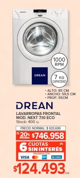 Carrefour DREAN LAVARROPAS FRONTAL MOD. NEXT 7.10 ECO oferta