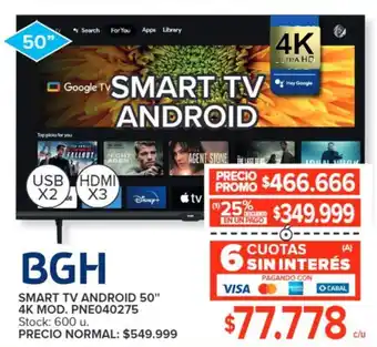 Carrefour BGH SMART TV ANDROID 50" 4K MOD. PNE040275 oferta