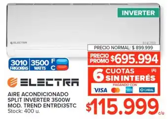 Carrefour ELECTRA AIRE ACONDICIONADO SPLIT INVERTER 3500W MOD. TREND ENTRD135TC oferta