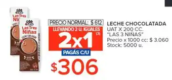 Carrefour LECHE CHOCOLATADA UAT X 200 CC. "LAS 3 NIÑAS" oferta