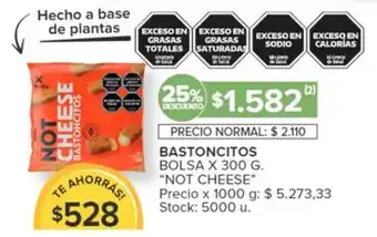 Carrefour BASTONCITOS BOLSA X 300 G. "NOT CHEESE" oferta