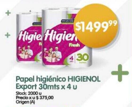 Papel Higiénico Higienol Export 30mts X 4 U Oferta En Supermercados